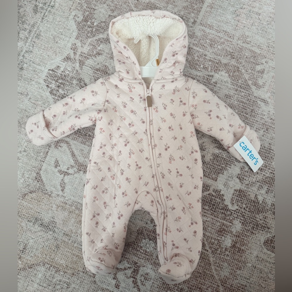 Carter's Pink Floral Quilted Footie